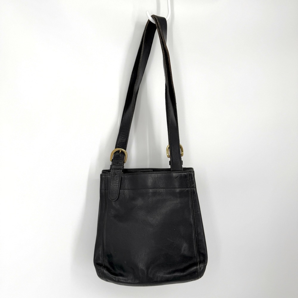 Vintage Coach Soho Waverly Black Leather Shoulder Bag Brass Hardware Handbag